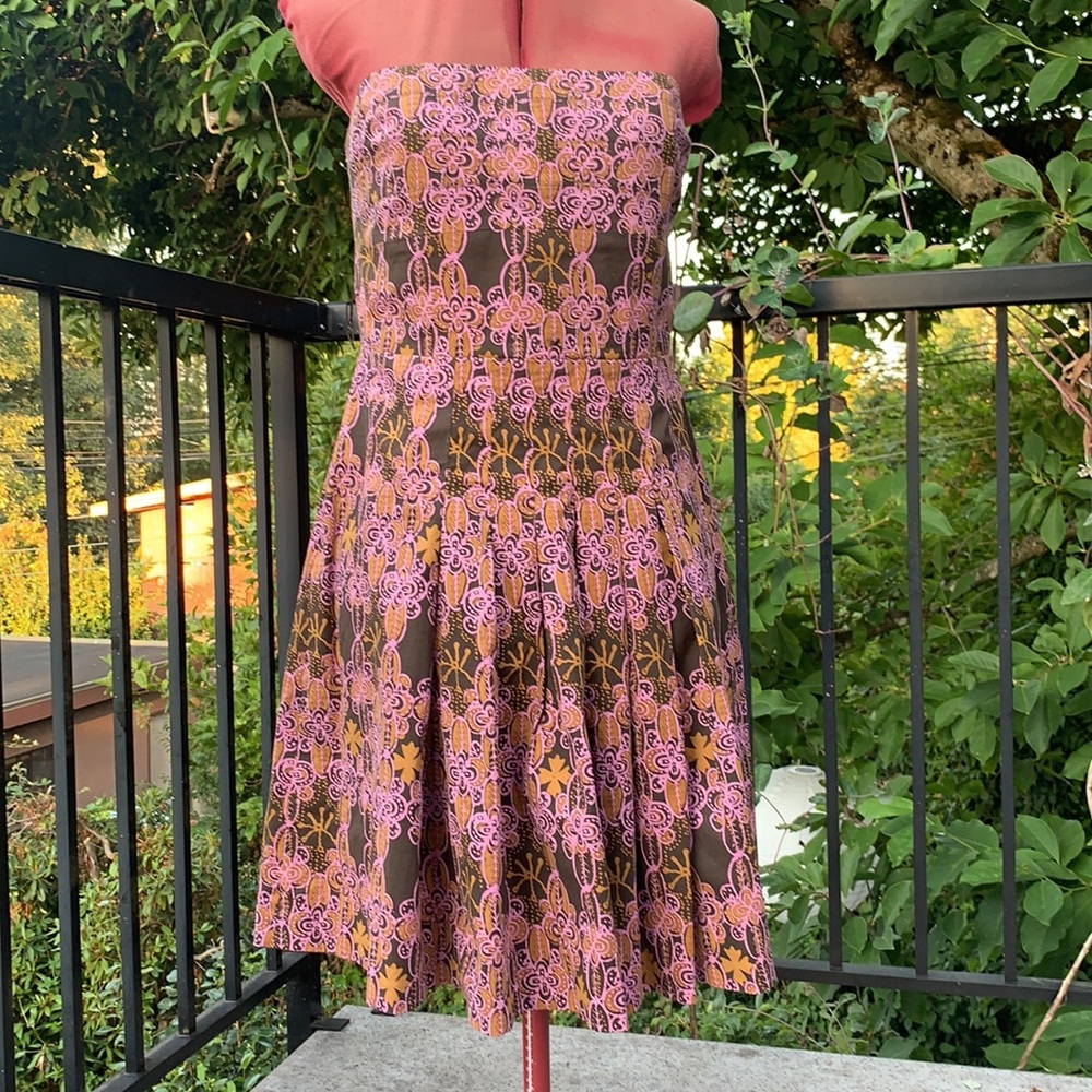 Kay Unger strapless print dress sz 14